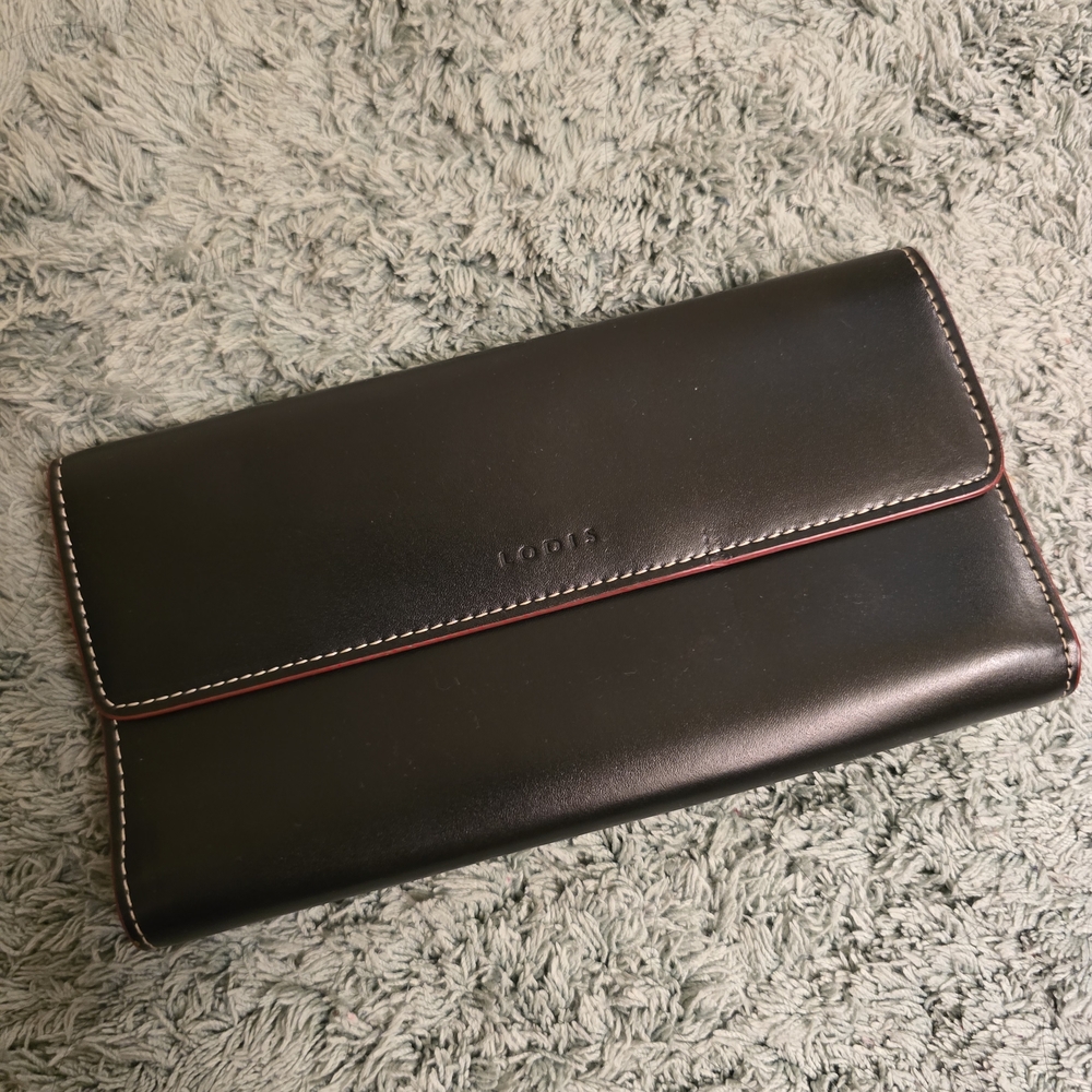 Lodis Black and Red Leather Wallet